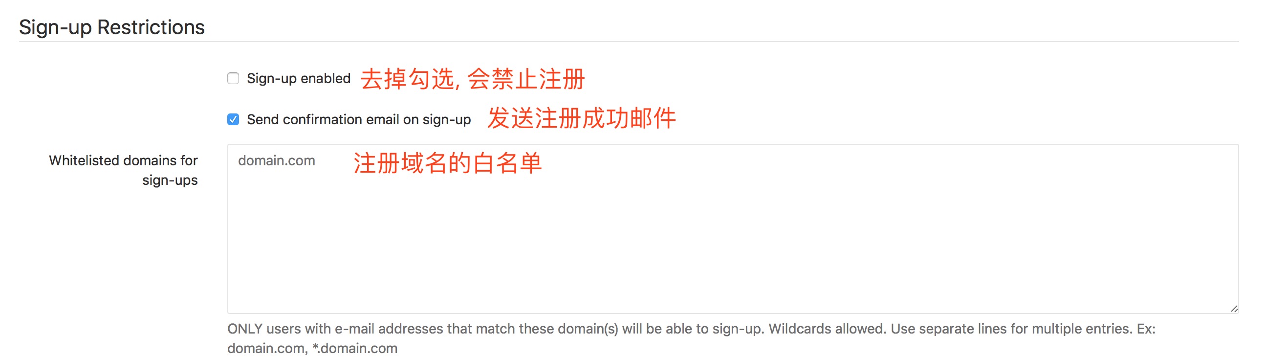 去掉Sign-up enabled前面的勾